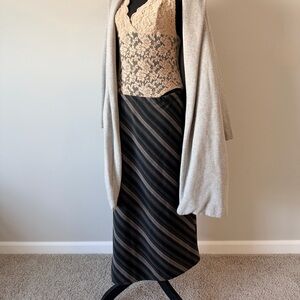 Chic Black and Gray Striped Skirt